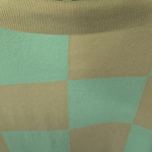 ZARA Aqua and Tan Checkered Polo Shirt - Picture 8 of 9